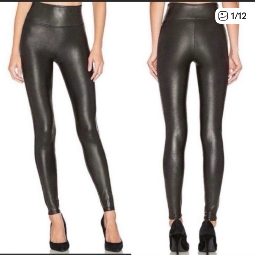 SPANX Faux Leather High-Waist Leggings - Black